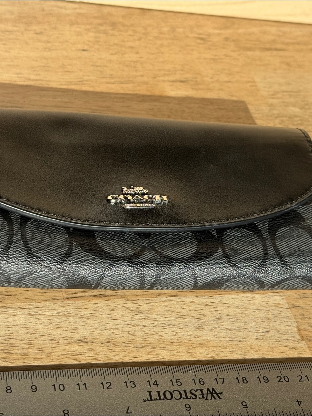 Coach Black and Charcoal Signature Envelope Wallet